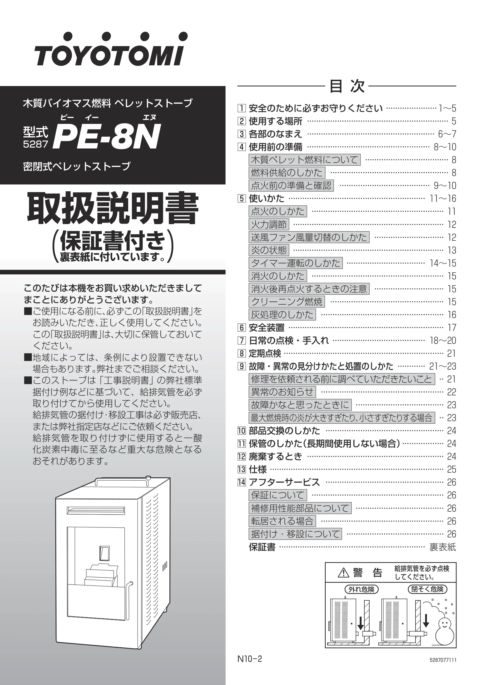トヨトミ PE8N 取扱説明書 1ページ目