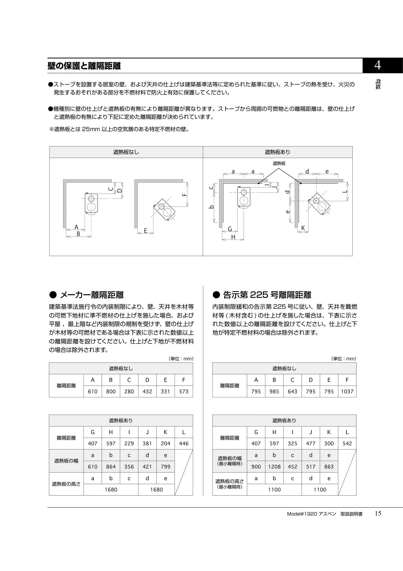 バーモントキャスティングス ASPEN（2019年版） 取扱説明書 15ページ目