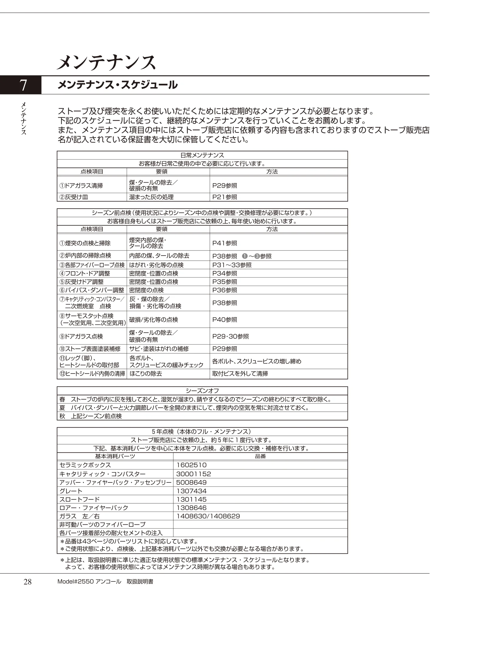 バーモントキャスティングス ENCORE 2550（2012年版） 取扱説明書 28ページ目
